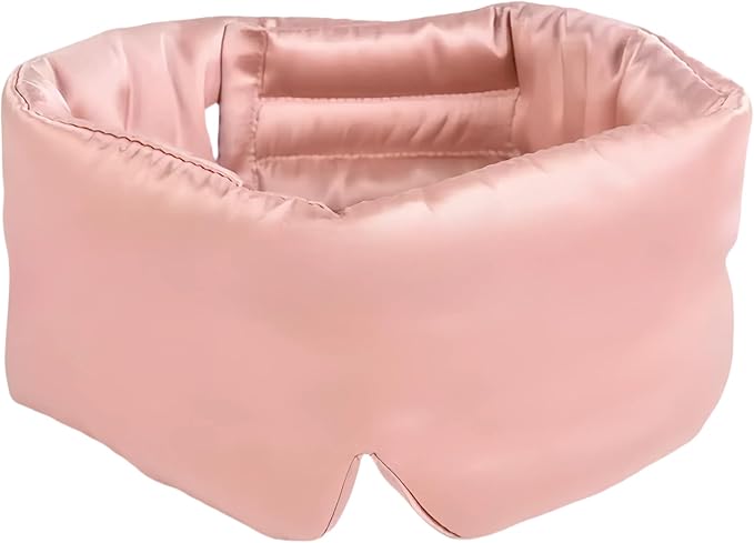 Uthra-Large 100% Nature Silk Sleep Mask 3D Cover Double-Sided Mulberry Silk Blackout Eye Mask, Light Red