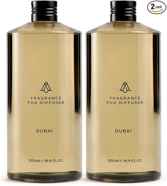 AromaPlan Hotel Scents Dubai 2-Pack (16.9 Fl Oz/500ml Each) Home Luxury Aroma & Hotel Fragrance Diffuser Oil- Hotel Diffuser Oil for Aromatherapy-USA Made, Bigger Bottle,Bolder Aroma & Longer Lasting