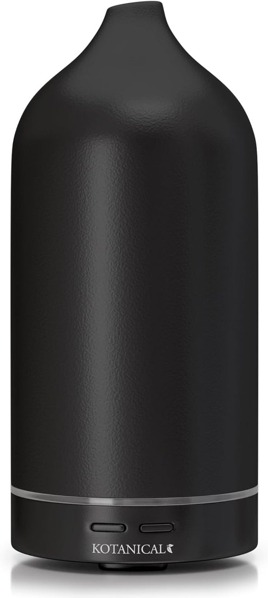 Black Stone Essential Oil Diffuser – Ceramic Aromatherapy Diffuser with Ultrasonic Mist, LED Ambient Light & Auto Shut-Off for Home, Bedroom, Office