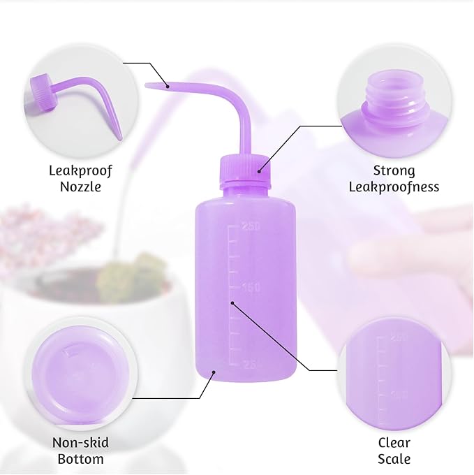 4 Packs Tattoo Wash Bottle Water Squirt Squeeze Diffuser Bottles (Purple, 250ml)