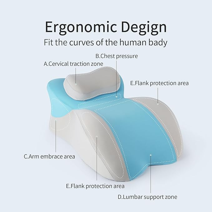 Reading Prone, Memory Foam Ergonomic Wedge Pillow for Bed Sitting Up Prone Pillow Face Down Sleep,Resting, Relaxing Back Pain Relief, with Removable Cover