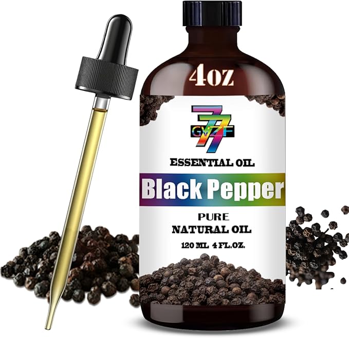 Black Pepper Essential Oil - Black Pepper Oils for Diffusers, Humidifiers, DIY Candles, Soap, Cleaning, Home, Office, Yoga, Massage, Gifts - 4 fl oz (120 ml) - GV77ZF