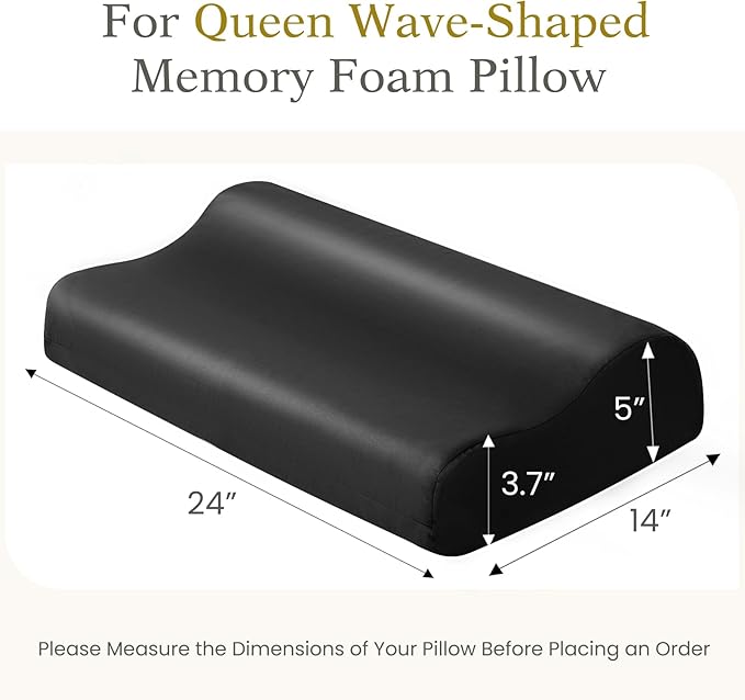 Cooling Contour Pillowcase- Rayon Derived from Bamboo Pillow Case Cover for Contour Cervical Neck Pillow- Breathable Silky Soft Pillowcase for Hot Sleepers,24 x14 x5/3.7 Inches 1 Piece Black