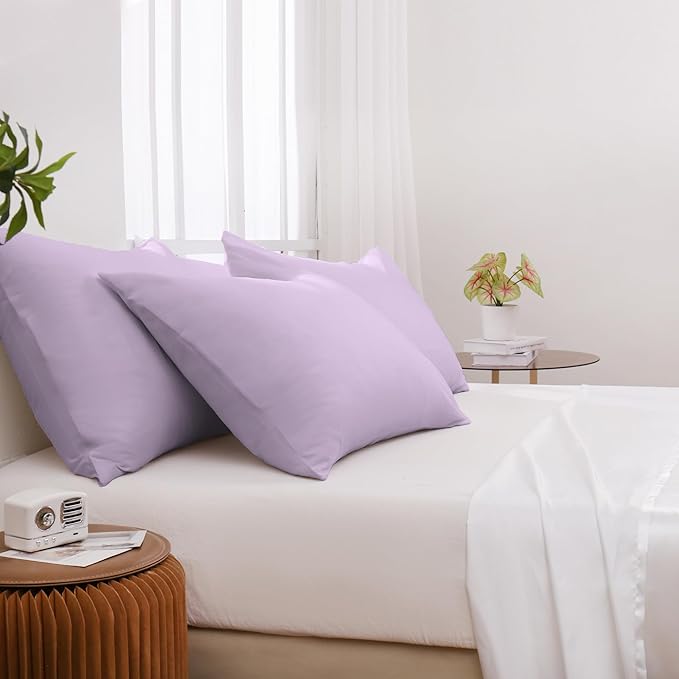 Pillowcases Standard 12 Pack, 20x26 Pillow Cases with Envelope Closure, Soft Plain Brushed Microfiber Covers Breathable Wrinkle-Resistant, Lavender
