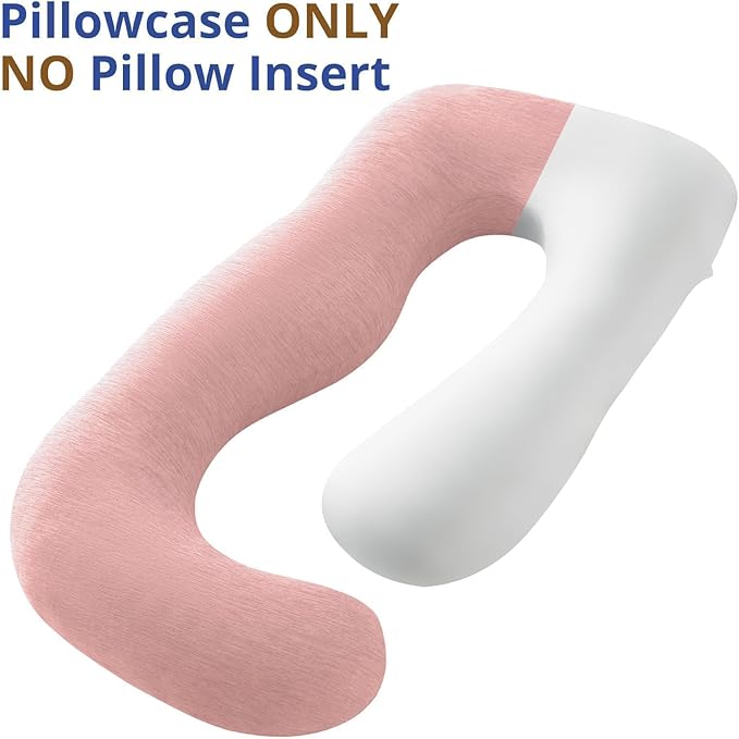 Sasttie Cooling Pregnancy Pillow Cover, 57-inch U Shaped Pregnancy Pillow Case, Fits 55 to 57 Inch Maternity Pillow, Blush (No Pillow Insert)