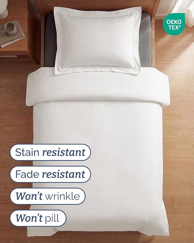 Duvet Cover Twin/Twin XL Size Set - Extra Soft Twin/Twin XL Duvet Cover 68" x 90" with 1 Pillow Sham - Hotel Luxury, Easy Care, Fade Free w/ Zipper Closures & Ties - Comfy & Breathable (Antique White)