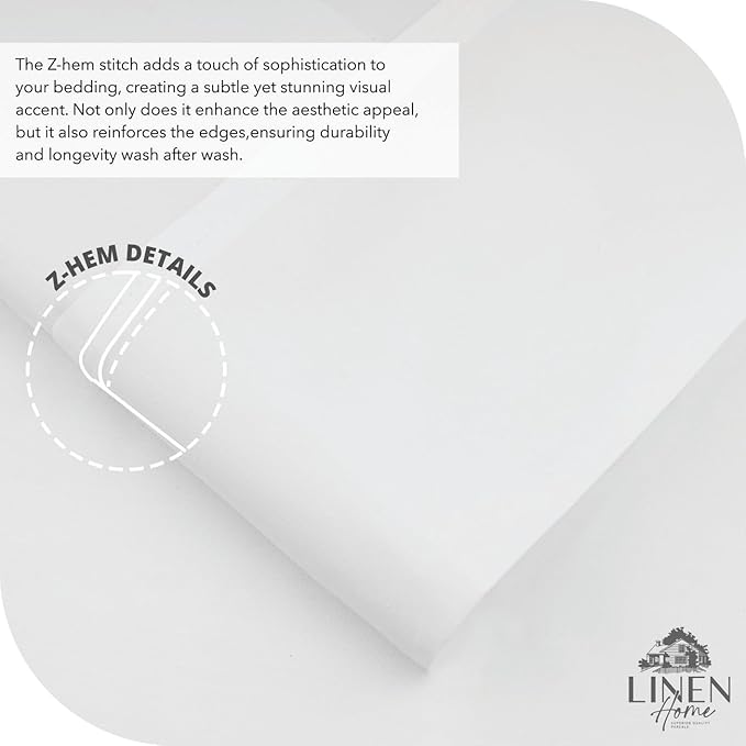 Linen Home 4 Piece Twin Cotton Sheet Set, 100% Cotton Percale, 2 Pillowcases, Deep Pocket with All Around Elastic Sheet, Crisp Breathable Bedding, Hotel Luxury, Long-Staple Combed Cotton, Snow White