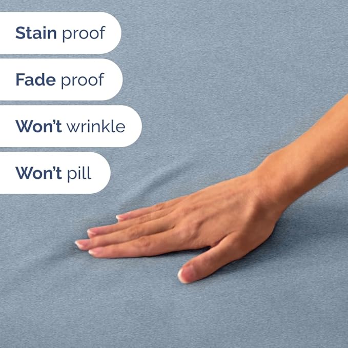 Short Queen Size 4 Piece Sheet Set - RV Short Queen, Soft, Breathable & Cooling Bed Sheets Set with Deep Pockets - Hotel Luxury Bedding for Women & Men - Wrinkle Free & Fade Resistant - Heathered Blue