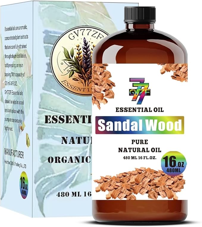 Sandalwood Essential Oil - Sandalwood Oils for Diffusers, Humidifiers, DIY Candles, Soap, Cleaning, Home, Office, Yoga, Massage, Gifts - 16 fl oz (480 ml) - GV77ZF