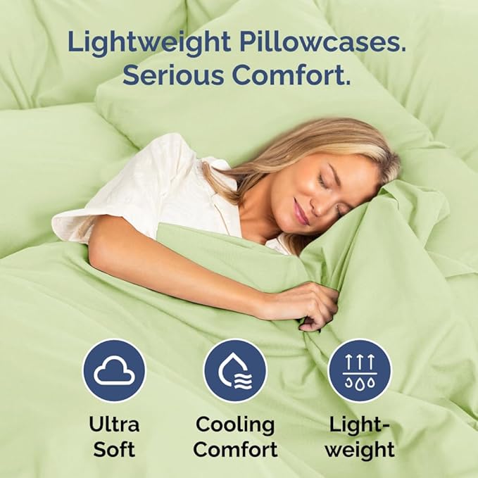 King Standard Pillow Cases Set of 4 - Soft Hotel Quality Pillowcase Covers - Comfy Bedding for Women, Men, Kids & Teens - Machine Washable Pillow Protectors - 4 Piece - King Standard Light Sage Green
