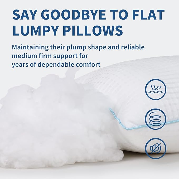 King Size Pillows Set of 2, Soft Fluffy and Supportive Hotel Collection Pillows 2 Pack for Side and Back Sleeper, Filled with Down Alternative Microfiber