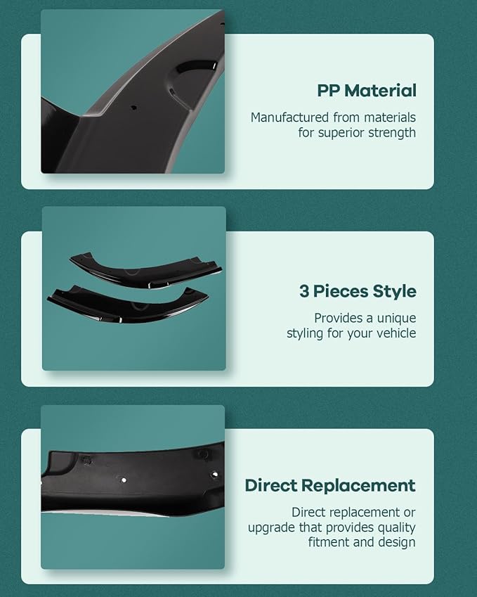 SCITOO Glossy Black Left Right Rear Bumper Canard Splitter Diffuser Valence Lower Spoiler Lip Bumper Splitters Aprons Fit for 2016-2019 for Honda Civic 4 Door Sedan Model