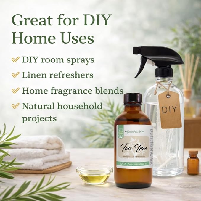 Tea Tree Essential Oil – 4 fl oz – 100% Pure & Undiluted – Natural Aromatherapy & DIY Use – GreenHealth
