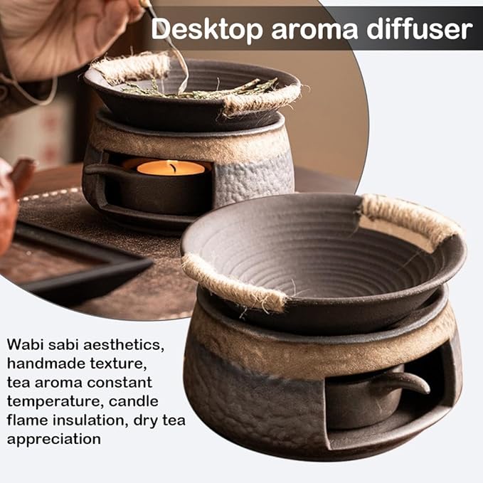 Ceramic Aromatherapy Stove Essential Oil Burner, Aromatherapy Kit,Handmade Zen Incense Burner Kit for Home Office,Tea Light Candle Holders Teapot Warmer for Meditation,Vintage Crack-Resistant Ceramic