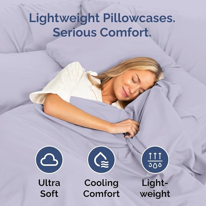 King Standard Pillow Cases Set of 2 - Ultra-Soft Hotel Quality Pillowcase Covers - Comfy, Cozy & Fade Free - Wrinkle Resistant - Machine Washable Pillow Protectors - 2 Piece Set - Light Lavender