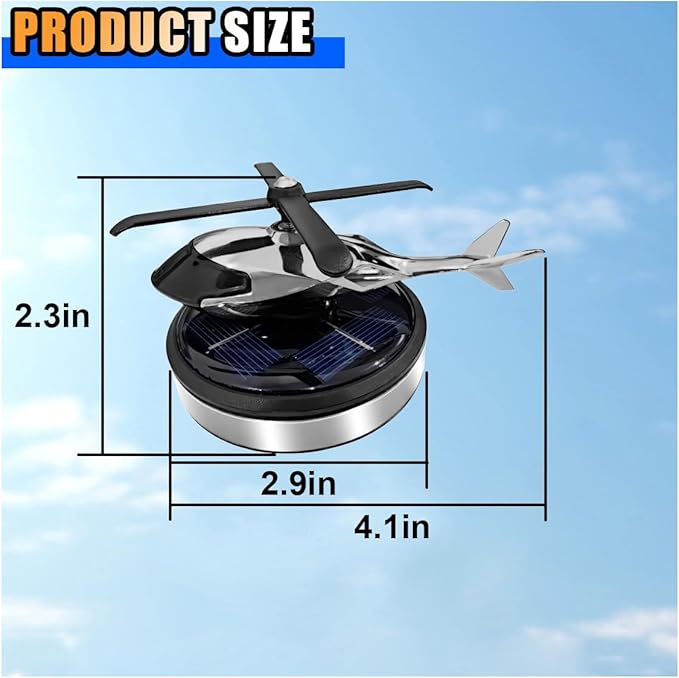 KITUREK Helicopter Car Air Fresheners with Solar Rotating, Creative Car Perfume Decoration, Car Airplane Fragrance Diffuser for Car, Home, Office (Silver)