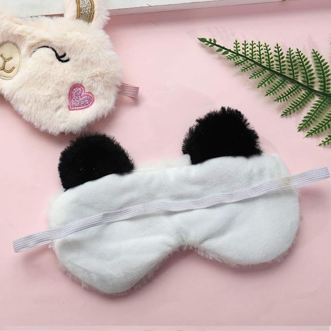 Cute Animal Sleeping Mask Soft Plush Blindfold Cute Rabbit Panda Koala Eye Cover Eyeshade for Kids Teens Girls Women (Panda)