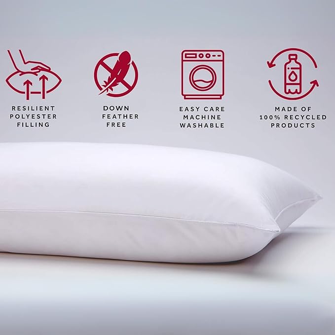 Marriott Down Alternative Eco Pillow Hotel Pillows - Pack of 1 - Eco-Friendly Pillow with 100% Recycled Fill - Standard (20" x 26")