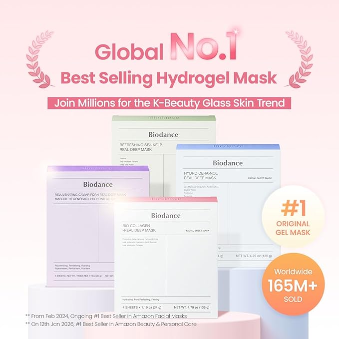BIODANCE Bio-Collagen Real Deep Mask, Hydrating Overnight Hydrogel Face Mask, Pore Minimizing, Plumping, Elasticity Improvement, Korean Skin Care, Mothers Day Gifts | 1.19oz(34g) x 16ea