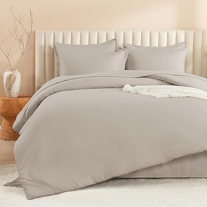 Litanika Twin Comforter Sets Linen - 5 Pieces Bed in a Bag Beddding Sets, Solid Lightweight Bed Set with Comforter, Sheets, Pillowcase & Sham