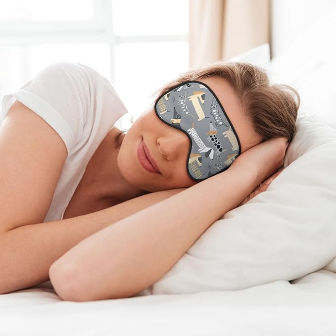 Cute Dachshund Dog Sleep Mask Eye Mask with Adjustable Strap Eye Sleep Shade Cover Blocks Light for Women Men Airplane Travel Nap
