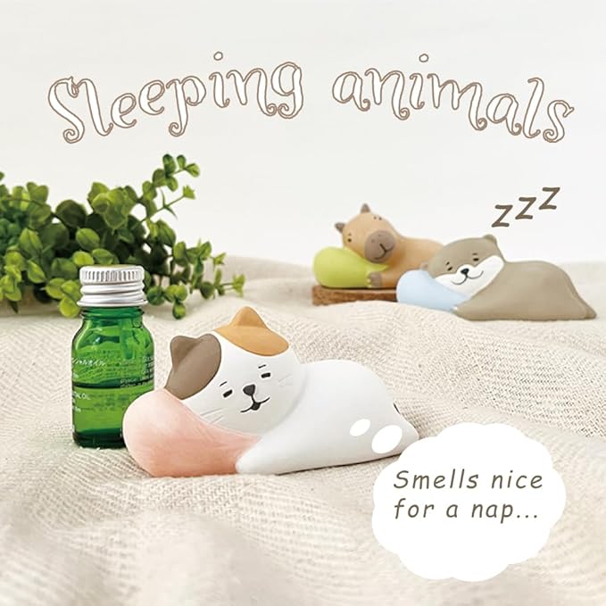 Stone Diffuser Sleeping Animals [ Designed in Japan] Non Electric Passive Diffuser for Essential Oil and Aromatherapy (Ceramic/Clay) (Sleeping Capybara)