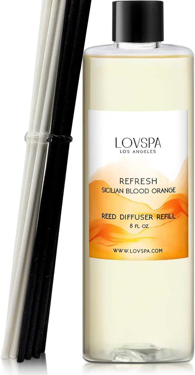 Refresh Sicilian Blood Orange Diffuser Oil - Essential Oils for Diffuser Refill & Air Freshener Room Spray - Long-Lasting & Natural Home Fragrance, Scented Oil for Diffusers, USA Made, 8 oz
