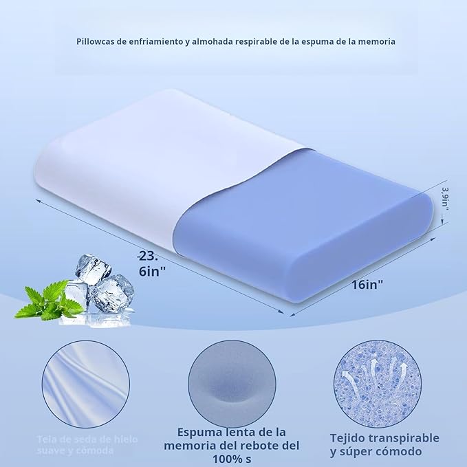 Cervical Pillow for Neck Pain Relief, 3.9 Inch Cooling Memory Foam Pillow, Ergonomic Support Pollow for Side and Back Sleepers