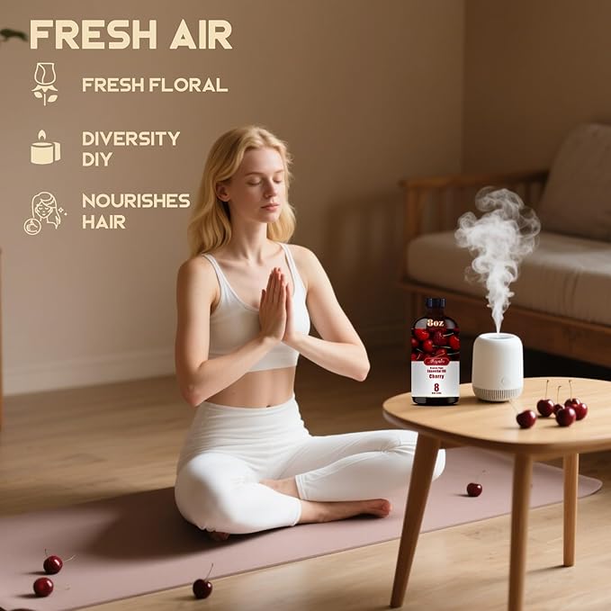 Cherry Essential Oil – MLYNKL Cherry Oils 8.33 fl oz for Diffusers, Humidifiers, Massage, DIY Candles, Soap, Cleaning, Home, Yoga, Office, Gifts - 250 ml