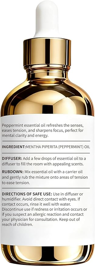 100% Pure Peppermint Oil 4 fl oz Peppermint Essential Oil - Essential Oils for Hair & Diffusers & Home Care, Candle Making, Gifts for Women Valentine's Day Gift