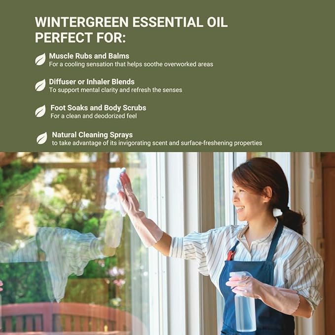 Wintergreen Essential Oil - Direct from Bio-Young Aromas China - Steam Distilled - Aceite de Gaulteria for Aromatherapy, Massage, Diffuser, DIY Candle and Soap Making - 15ml