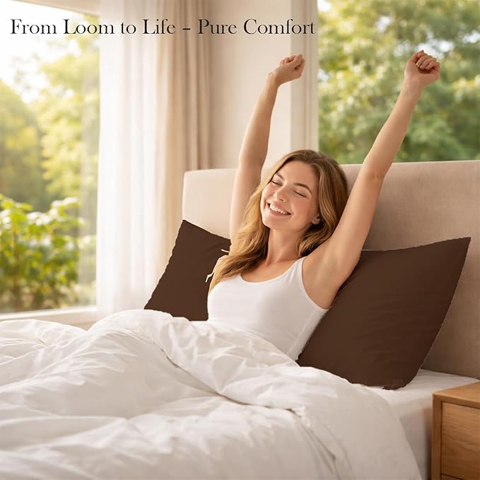 400 Thread Count 100% Egyptian Cotton Queen Size Pillowcases Set of 4, Soft & Breathable Sateen Weave, Envelope Closure, Hotel Luxury Bed Linen, Durable & Fade Resistant, 20"x30", Chocolate