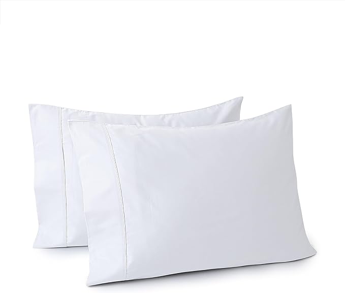 Shunjie.Home 100% Egyptian Cotton Pillow Cases Set of 2,King Size 400 Thread Count Cooling Pillowcases,Soft and Breathable Pillow Covers with Envelope Closure,20x40 Inches,White