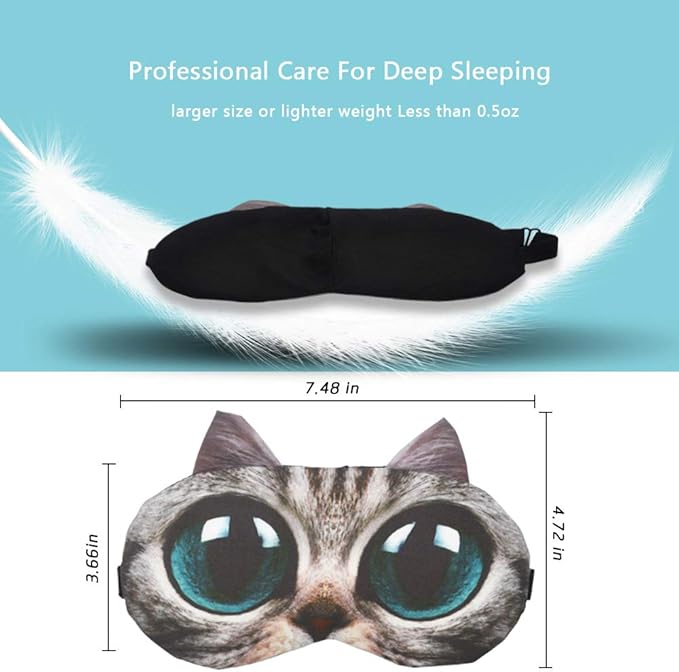 HYCLES Sleep Mask for Kids Sleeping Eye Cover Cute Cartoon Animal Funny 3 Pcs Blindfold Eyeshade for Men Women Plane Travel Game Nap Night Sleeping