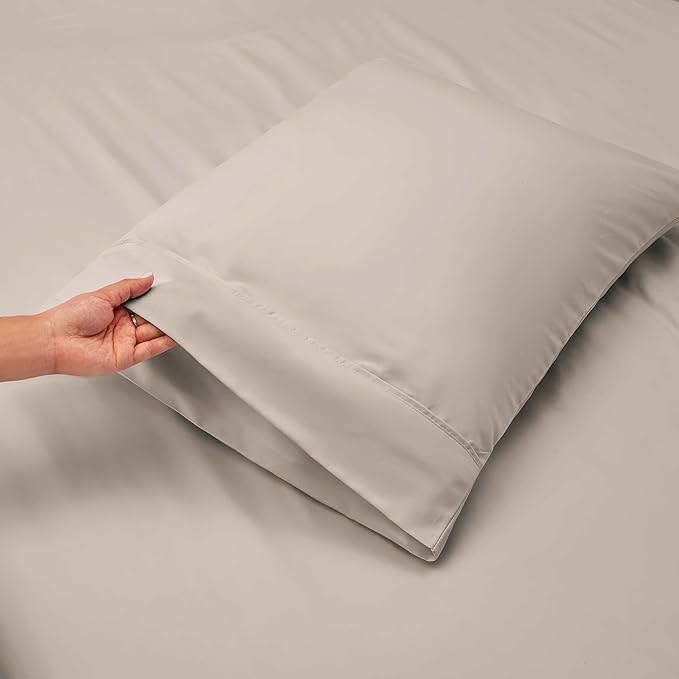 Hearth & Harbor Bed Sheets, Luxury Soft 6 Piece Bed Sheet Set Extra Deep Pocket Fitted Sheets Fits Mattress up to 21", Double Brushed Bedding Sheets & Pillowcases, Queen, Natrual Linen