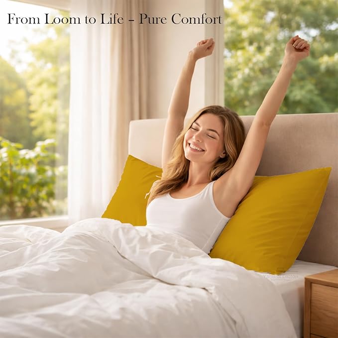 400 Thread Count 100% Egyptian Cotton Queen Size Pillowcases Set of 4, Soft & Breathable Sateen Weave, Envelope Closure, Hotel Luxury Bed Linen, Durable & Fade Resistant, 20"x30", Gold