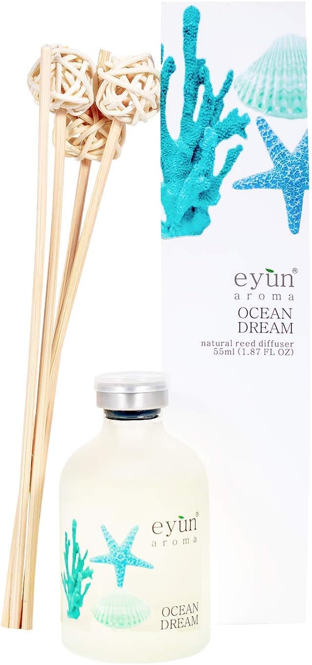 Reed Diffuser Set - Ocean Dream Aromatherapy Essential Oil Diffuser - Natural Scent Diffuser Air Freshener for Home & Office – Relaxation & Stress Relief Gift for Women (1.87 Fl Oz)