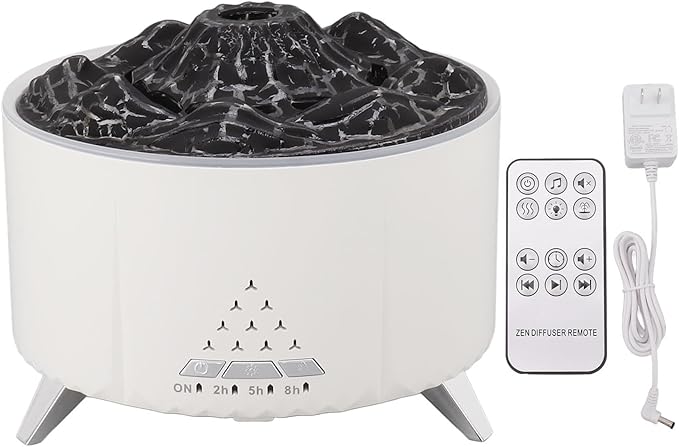 Flame Essential Oil Diffuser, 350ML Ultrasonic Flame Oil Diffuser, Up to 24H of Continuous,Waterless Auto Off Diffusers,White