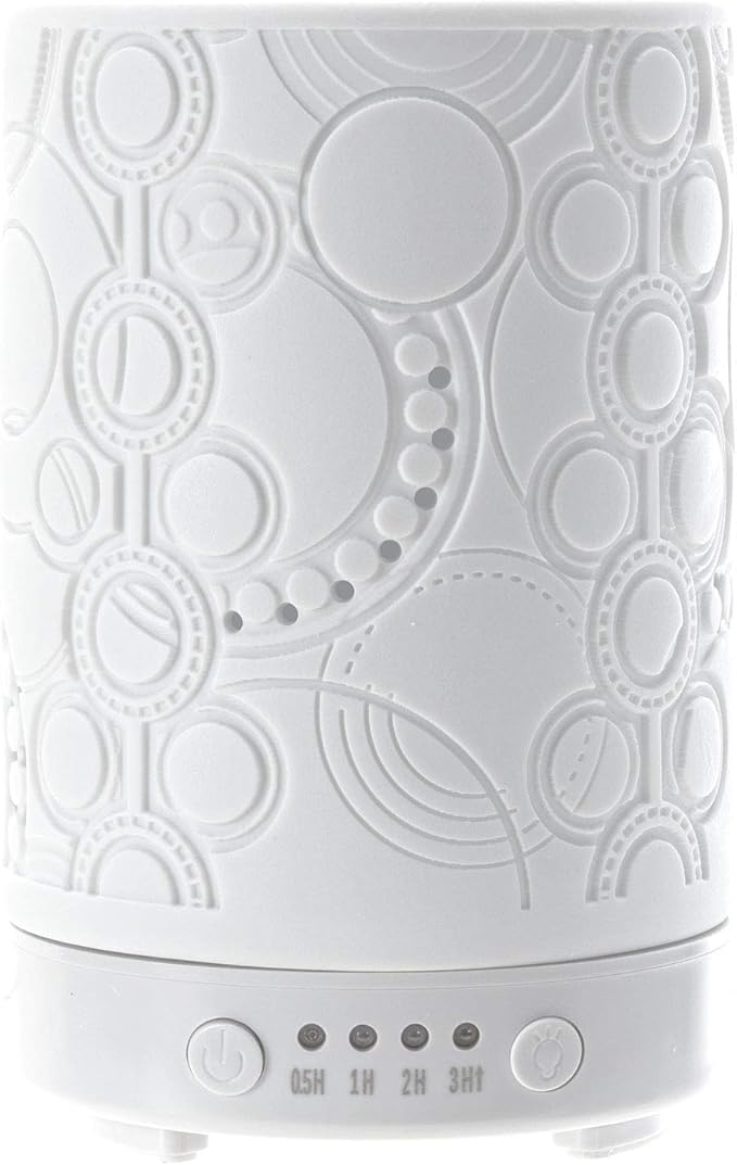 Frank Lloyd Wright Collection Design Inspired Porcelain Aroma Diffusers for Essential Oils 4 Timer Color Changing LED Night Light Auto Off (OYA Carving)