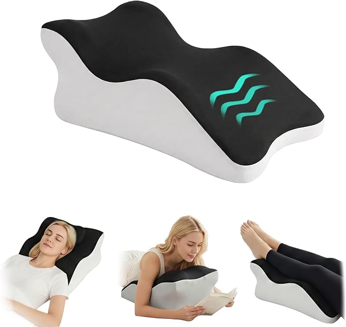 Ergonomic Wedge Prone Pillow,Memory Foam Multi-Functional Bed Pillow,Reading Pillow,Ideal for Bed Breaks,Massage,Reading,Back Support,Sleeping,and Leg Pain Relief