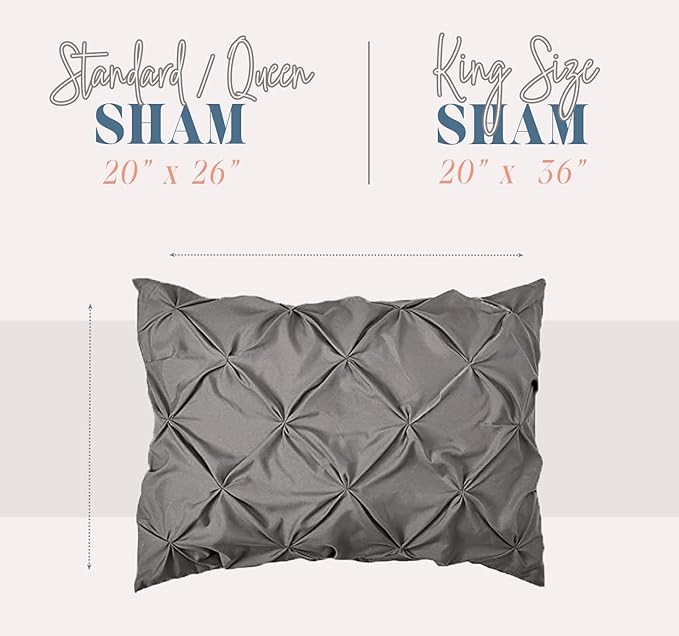 Elegant Comfort 2-Pack Sham Set Pinch Pleat Design, 1500 Premium Hotel Quality Microfiber, Stylish Design-Easy Care, Wrinkle and Stain Resistant, 2-Piece Sham Set, Pleated Standard/Queen, Linen