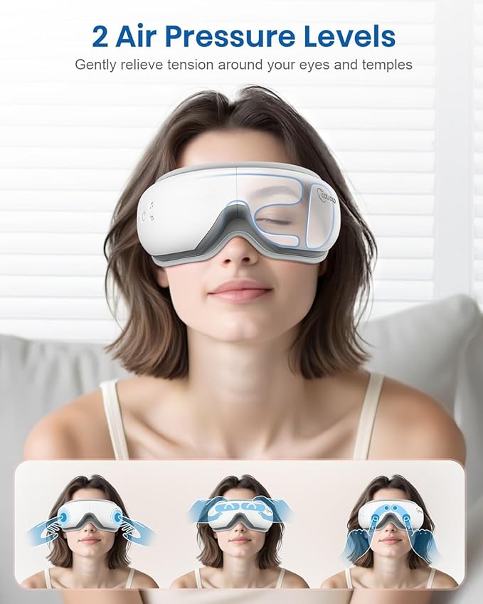 cotsoco Eye Massager with Heat, Remote, and Compression, Adjustable Foldable Sleep Mask for Relaxing Eyes and Better Sleep, Migraine Relief Device, Birthday Gifts for Mother Day Women Men Her Him