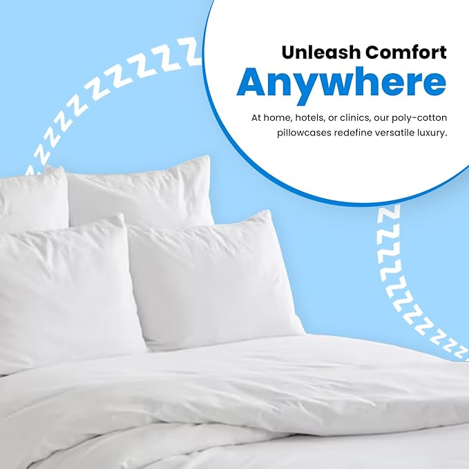 Avalon Bedding Pillow Cases Standard Size White Pillow Cases Set of 4 Cotton Blend 200 TC Soft & Breathable Perfect for Home & Hospital, Hotel Quality Queen Pillow Protectors 30x20 Inches