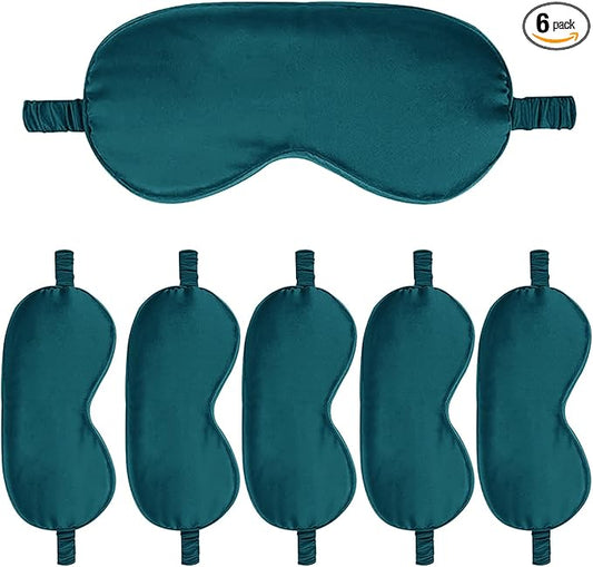 6PACK Silk Sleep Mask Satin Eye Masks Blackout Silky Eyeshade Cover Soft Blindfold Eyeshades for Women Sleeping Travel Gift