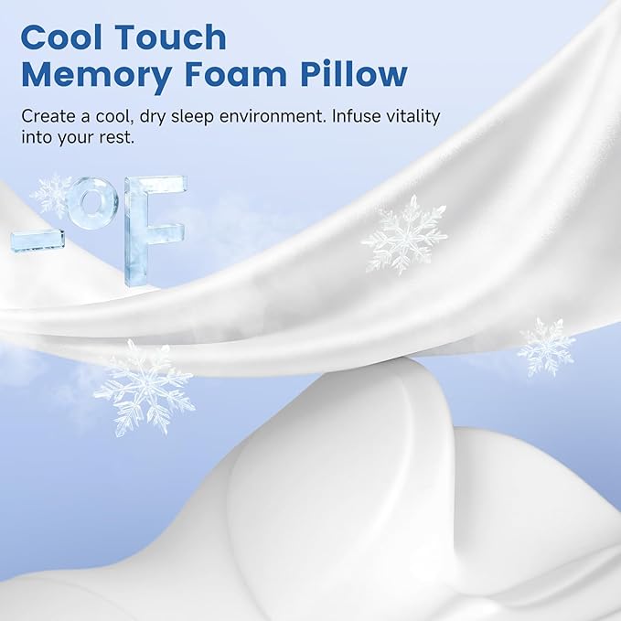 Side Sleeper Pillow, Memory Foam Cervical Neck Pillow, Dual Height Orthopedic Contour Pillow for Neck Support, Ergonomic Pillow for Side Back Stomach Sleepers with Breathable Washable Cover