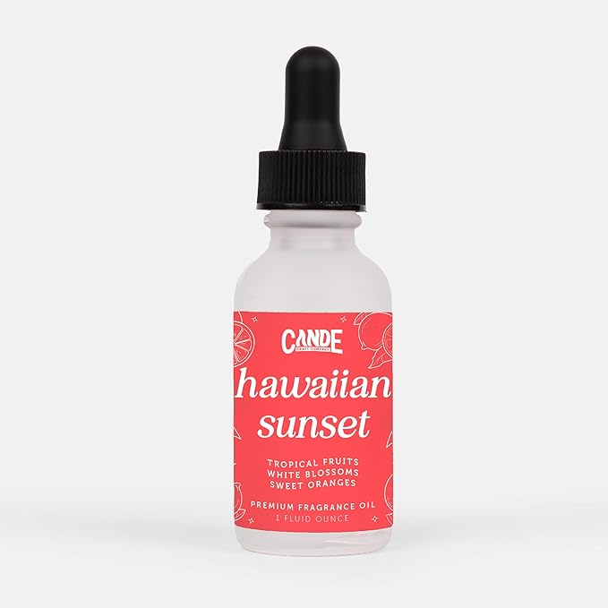 CANDECraftCo 1 Fl oz Fragrance Oils for Aromatherapy, Essential Oils for Home Diffusers, DIY Candle and Soap Making, DIY Scented Products (1 oz, Hawaiian Sunset)