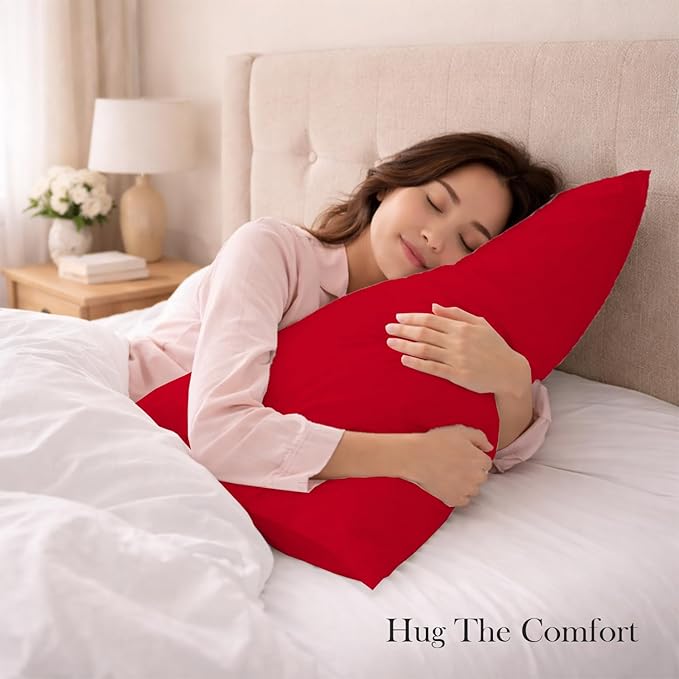 400 Thread Count 100% Egyptian Cotton Queen Size Pillowcases Set of 4, Soft & Breathable Sateen Weave, Envelope Closure, Hotel Luxury Bed Linen, Durable & Fade Resistant, 20"x30", Red