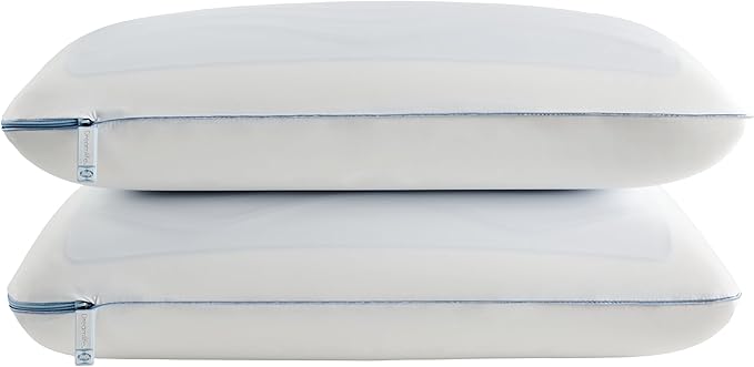 Sealy Dreamlife US Standard Size Memory Foam Cooling Pillow with SealyChill Cooling Gel, Removable Machine-Washable Cover, Made in The USA (2 Pack)