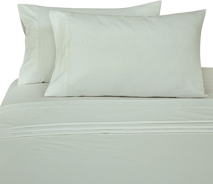 ROYALE LINENS 300 Thread Count 100% Long Staple Combed Cotton Sheet Set - 4 Piece Queen Bed Sheets - 1 Fitted, 1 Flat & 2 Pillow Cases - Soft Cool & Crisp Sheet Set (Queen, Sage)
