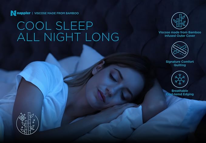 Nappler Cooling Pillow for hot Sleepers -Bed Pillows Standard Size Premium Set of 2 - Adjustable Shredded Memory Foam - Medium to Firm Pillows for Back, Stomach & Side Sleepers - Washable Cover